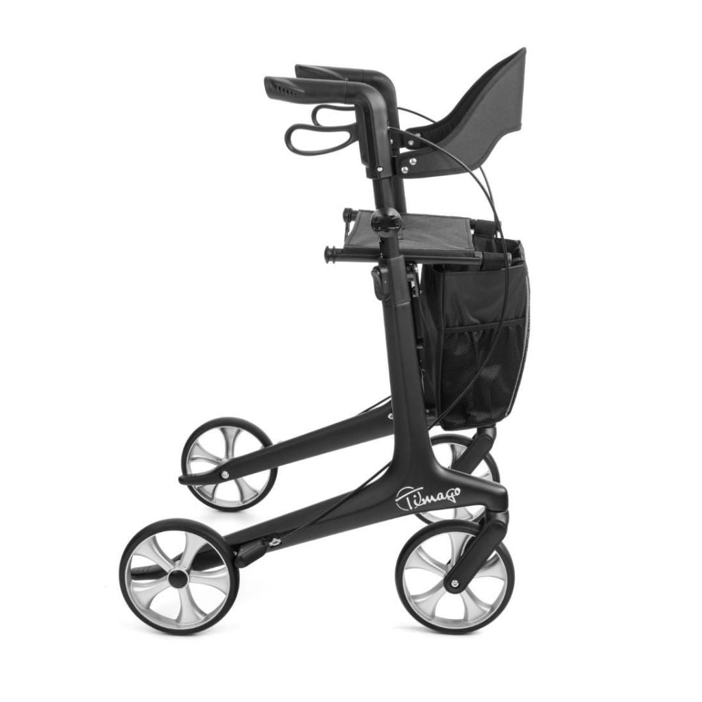 FUTURO BLACK | Kohlefaserrollator 5,3 kg | Weiche Räder