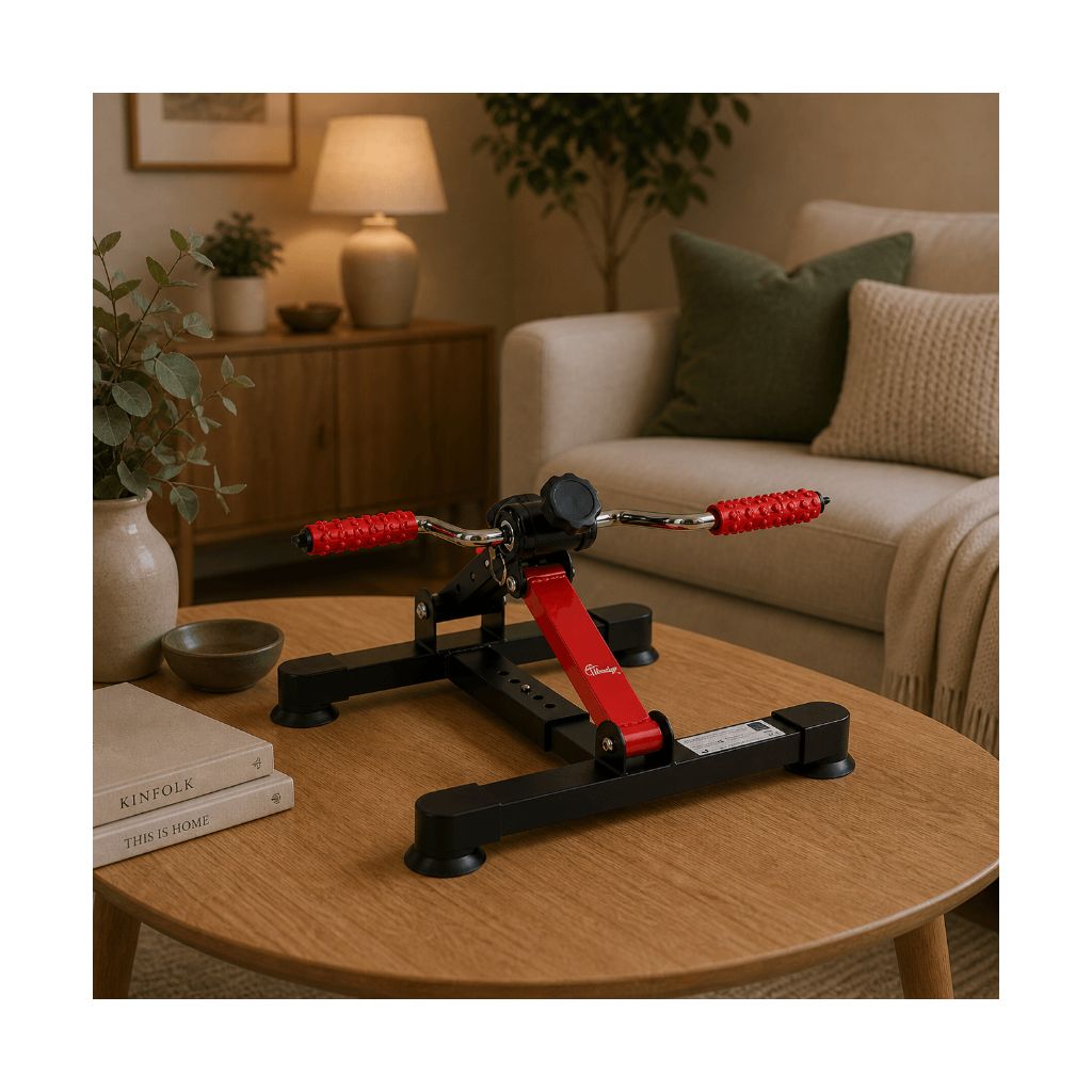 Foldbar pedaltræner med display til arme og ben