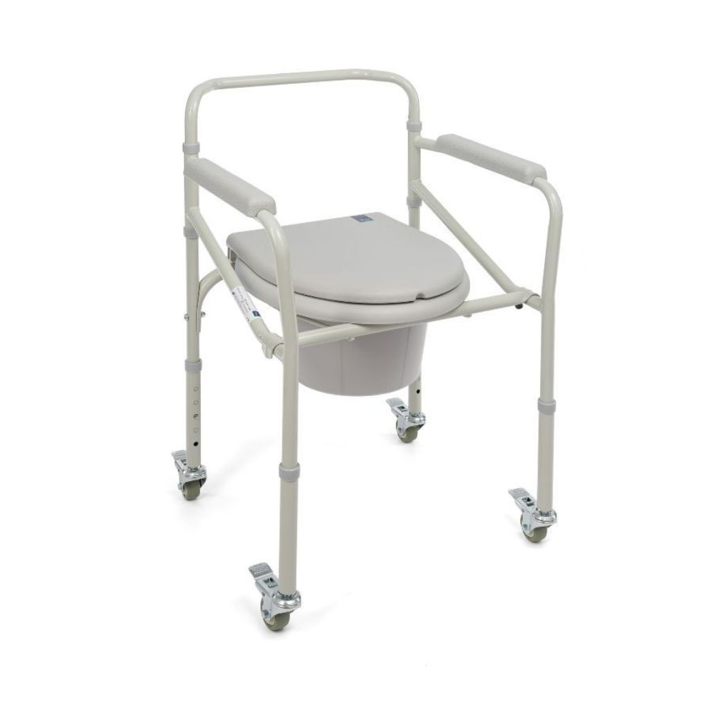 Einfacher, faltbarer Toilettenstuhl / Bettpfannenstuhl mit Rollen