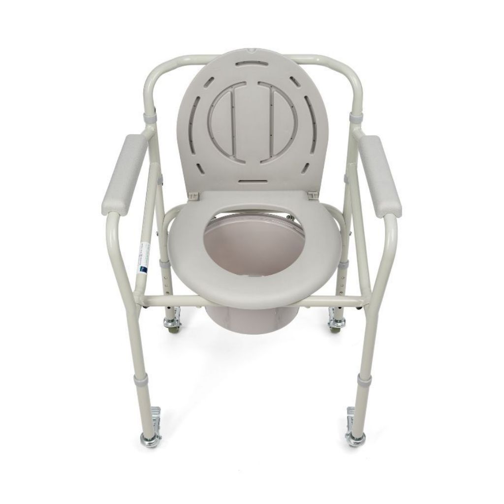Einfacher klappbarer Toilettenstuhl / Bettpfannenstuhl mit Rollen