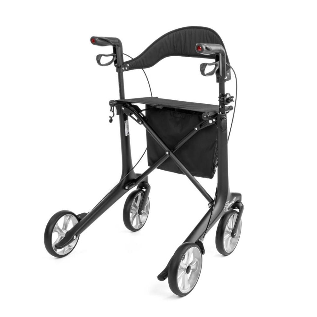 FUTURO BLACK | Carbon-Rollator 5,3 kg | Weiche Räder