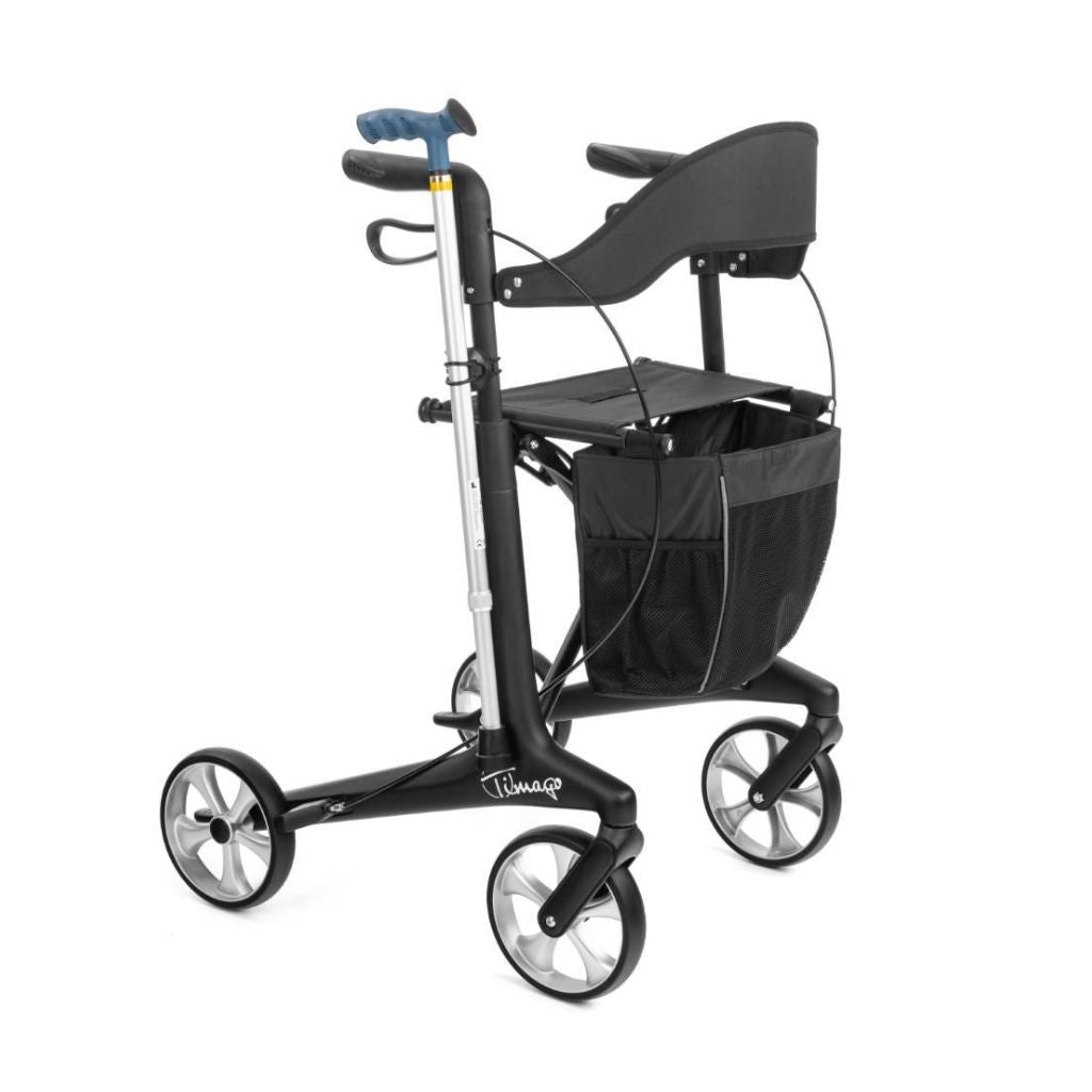 FUTURO BLACK | Carbonfaser-Rollator 5,3 kg | Weiche Räder