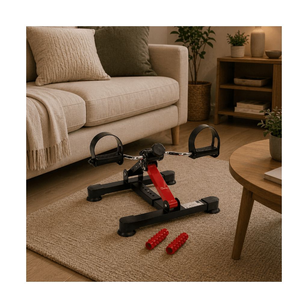Foldbar pedaltræner med display til arme og ben